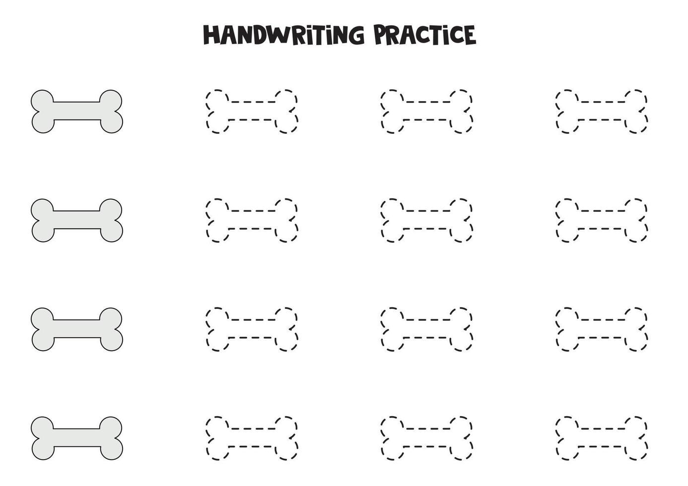 Tracing contours with bones. Writing practice. vector
