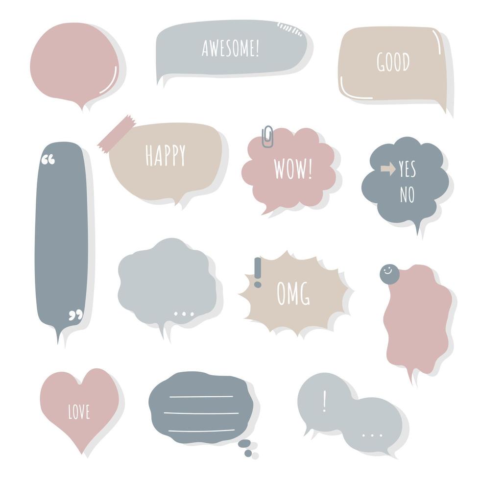 collection set of hand drawing frame border, blank speech bubble balloon with quotation marks, think, speak, talk, text box, banner, flat, design, vector illustration