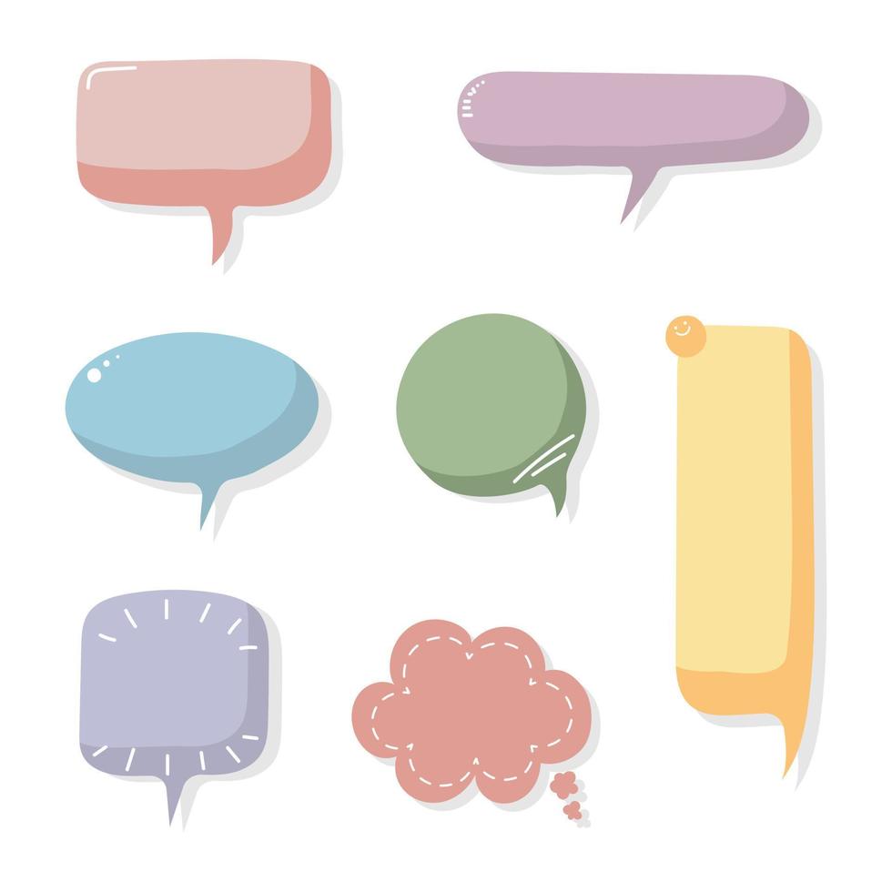 collection set of hand drawing frame border, blank speech bubble balloon with quotation marks, think, speak, talk, text box, banner, flat, design, vector illustration