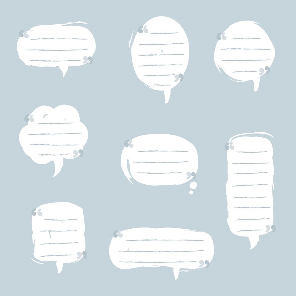 conjunto de colección de globos de burbujas de voz en blanco, pensar, hablar, hablar, cuadro de texto, banner, plano, diseño, ilustración vectorial vector