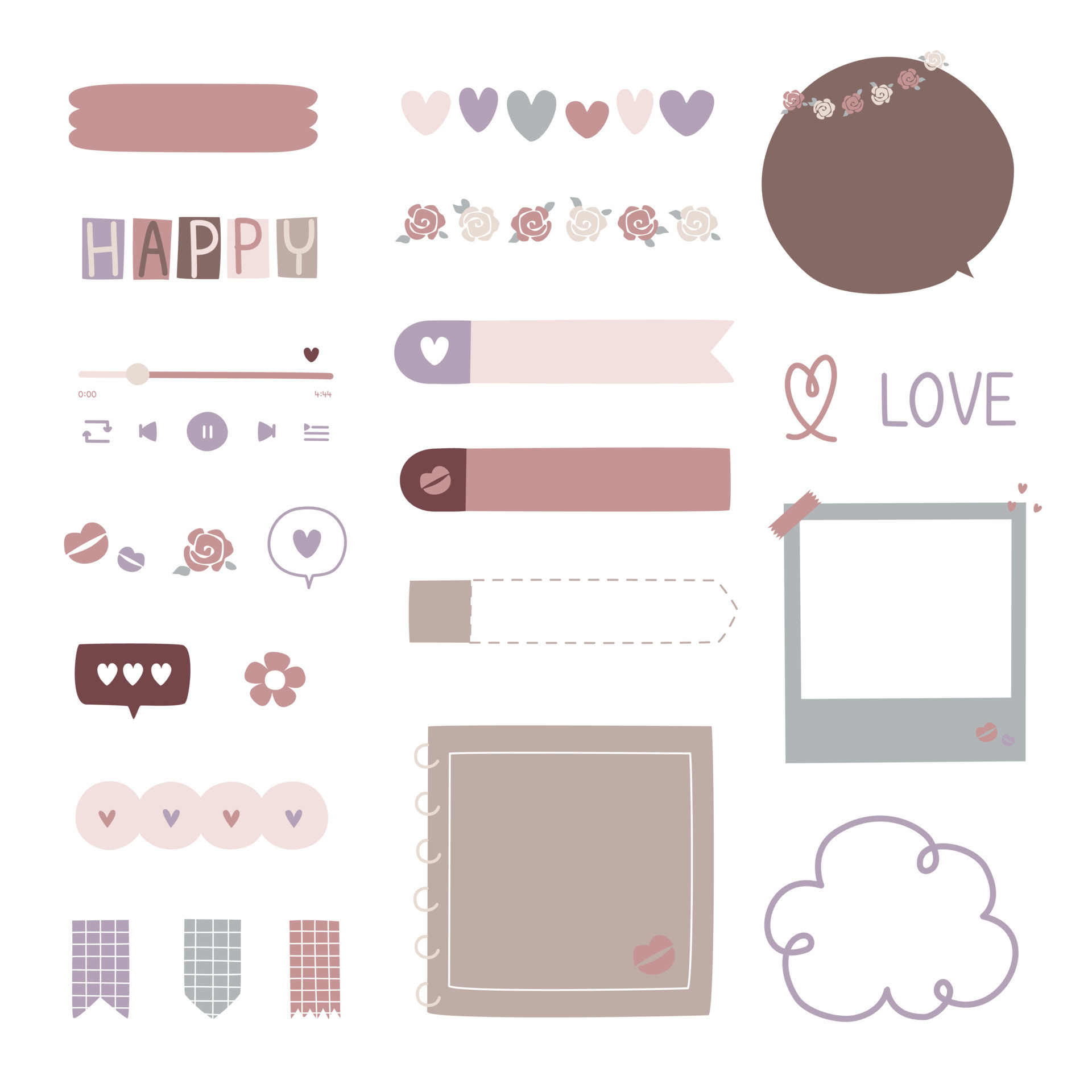 set of cute hand drawn, doodle text box with icon, speech bubble balloon, text box, flat design