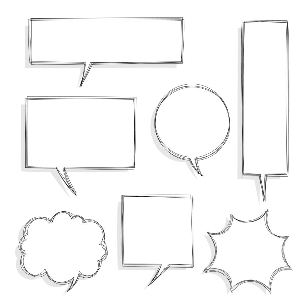 collection set of hand drawing speech bubble balloon, flat vector illustration design