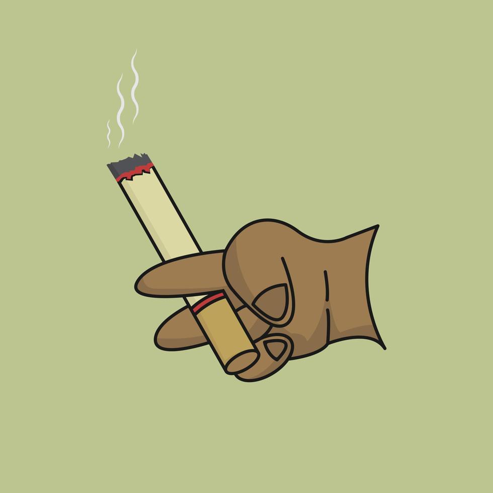 ilustración del logotipo de una mano sosteniendo un cigarrillo con dos dedos vector