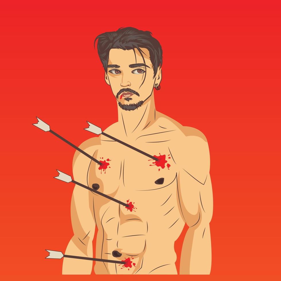 illustration of hit by a bow cartoon vector