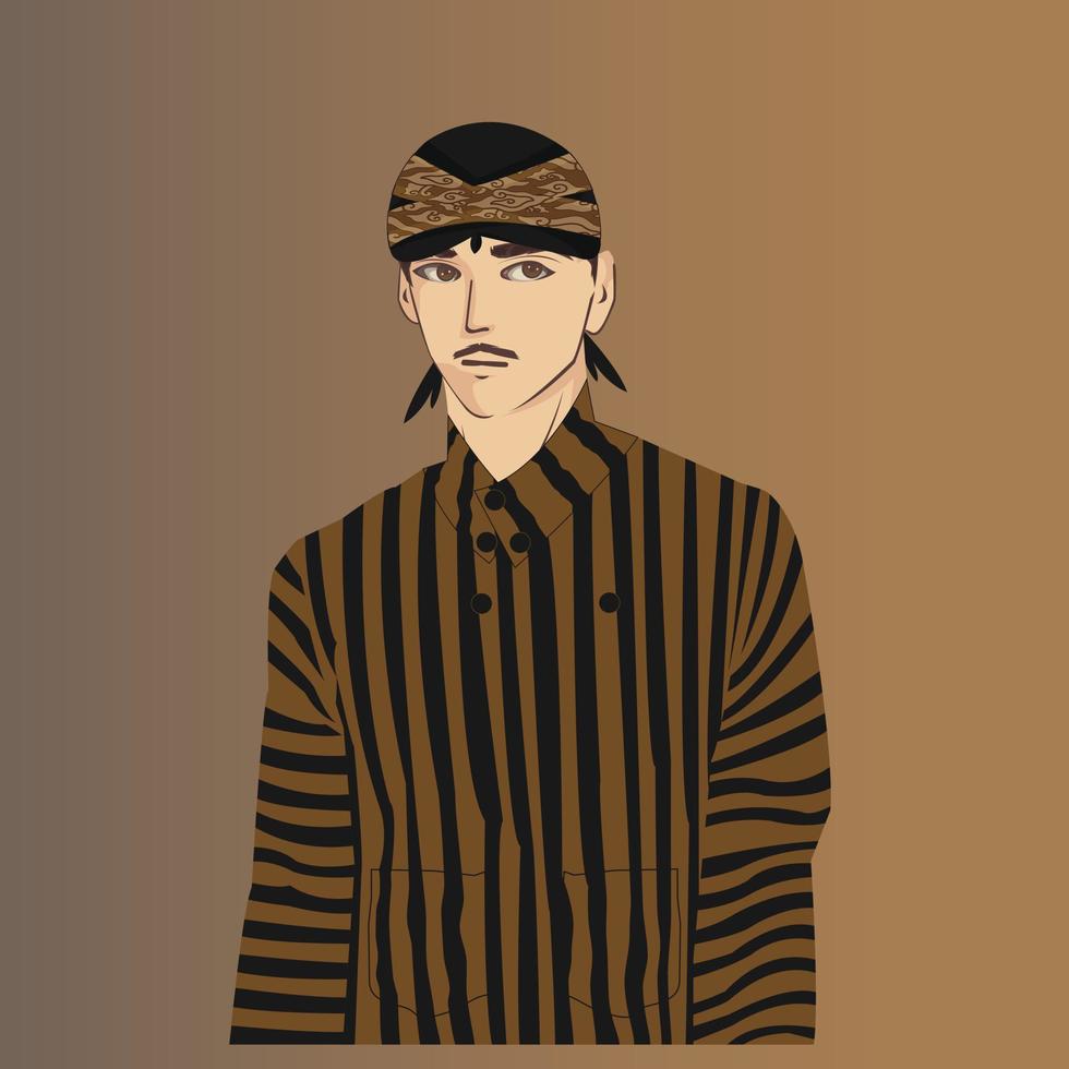 illustration of someone who wears Yogyakarta traditional clothes cartoon vector