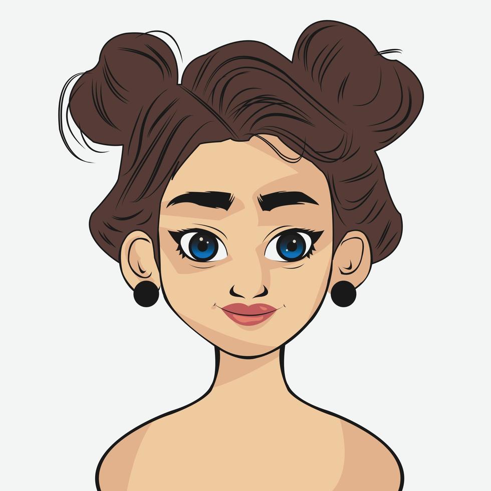 illustration of beautiful eyed woman cartoon vector