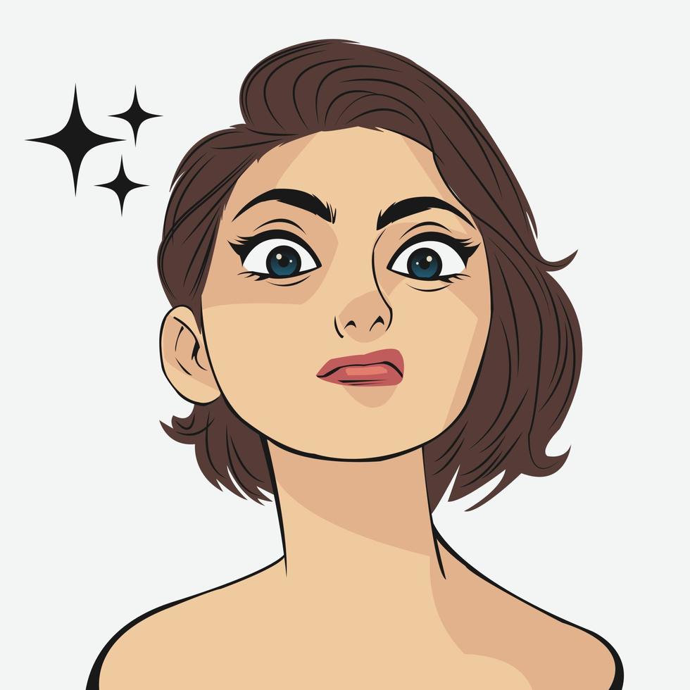 illustration of woman glaring cartoon vector