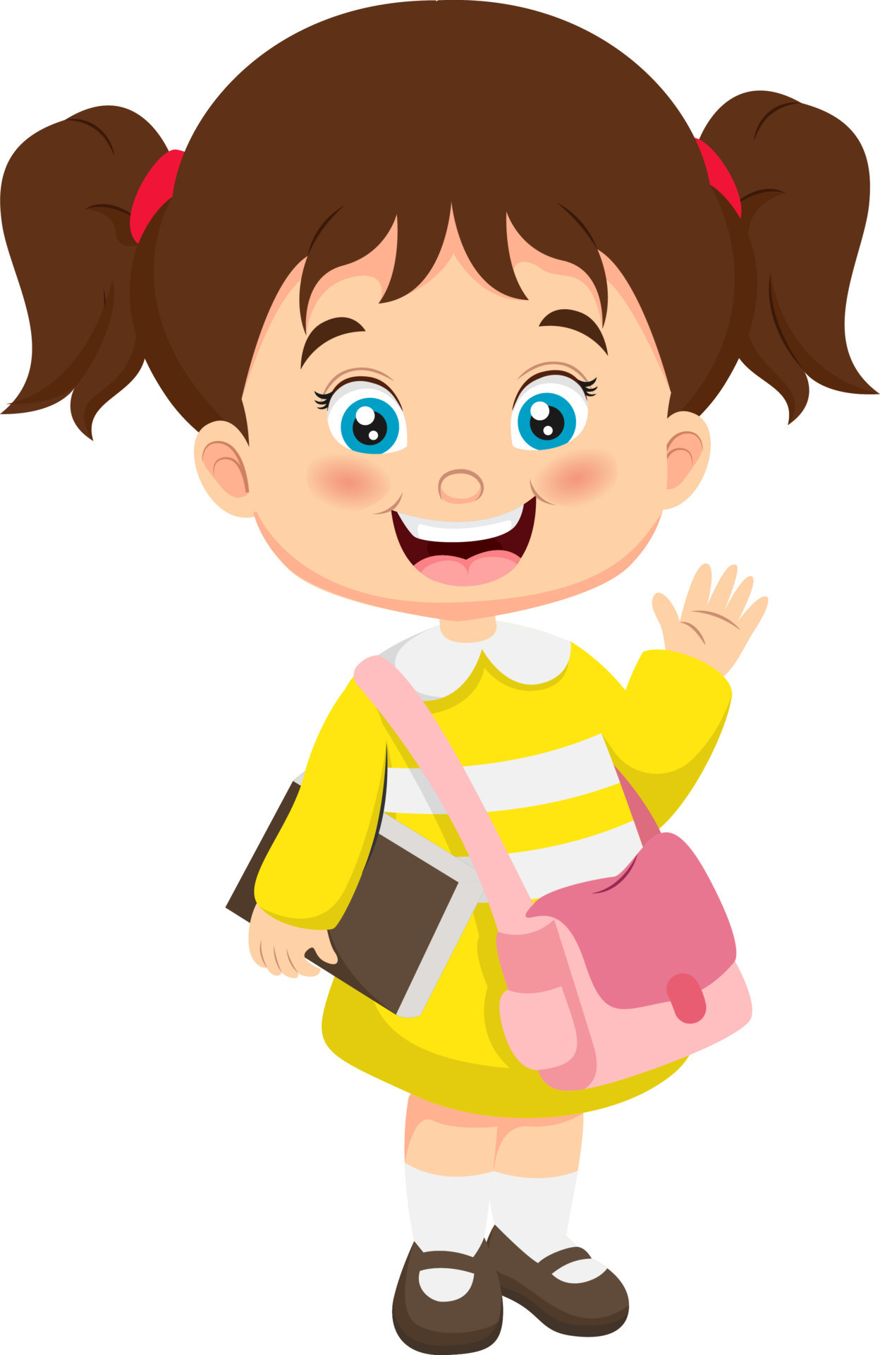 Cartoon little school girl waving hand 10067859 Vector Art at Vecteezy Cartoon little school girl waving hand 10067859 Vector Art at Vecteezy