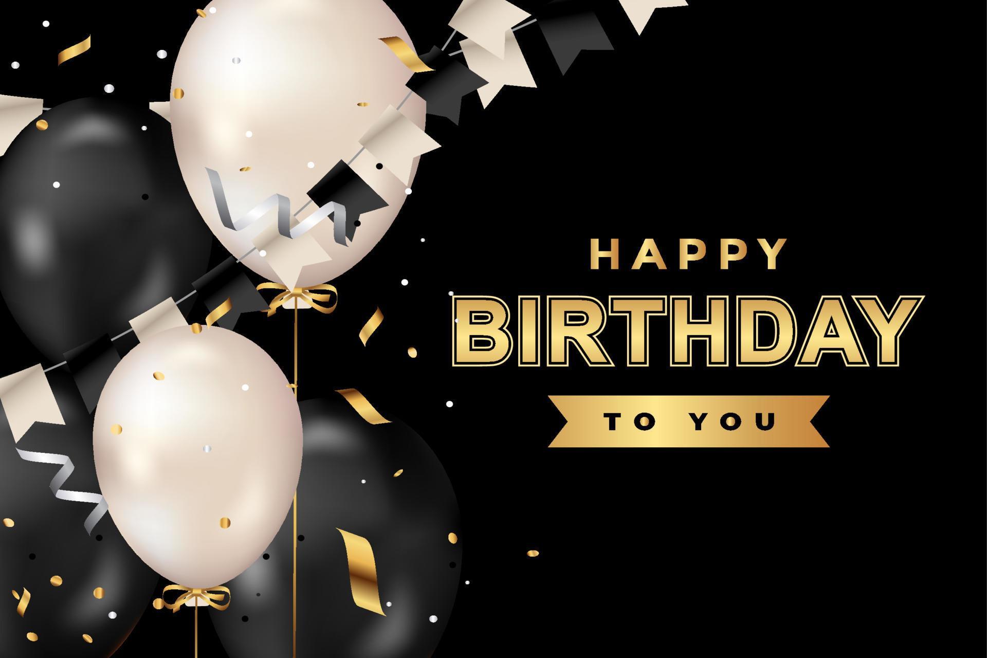 luxury happy birthday greeting template with balloon, birthday flag and