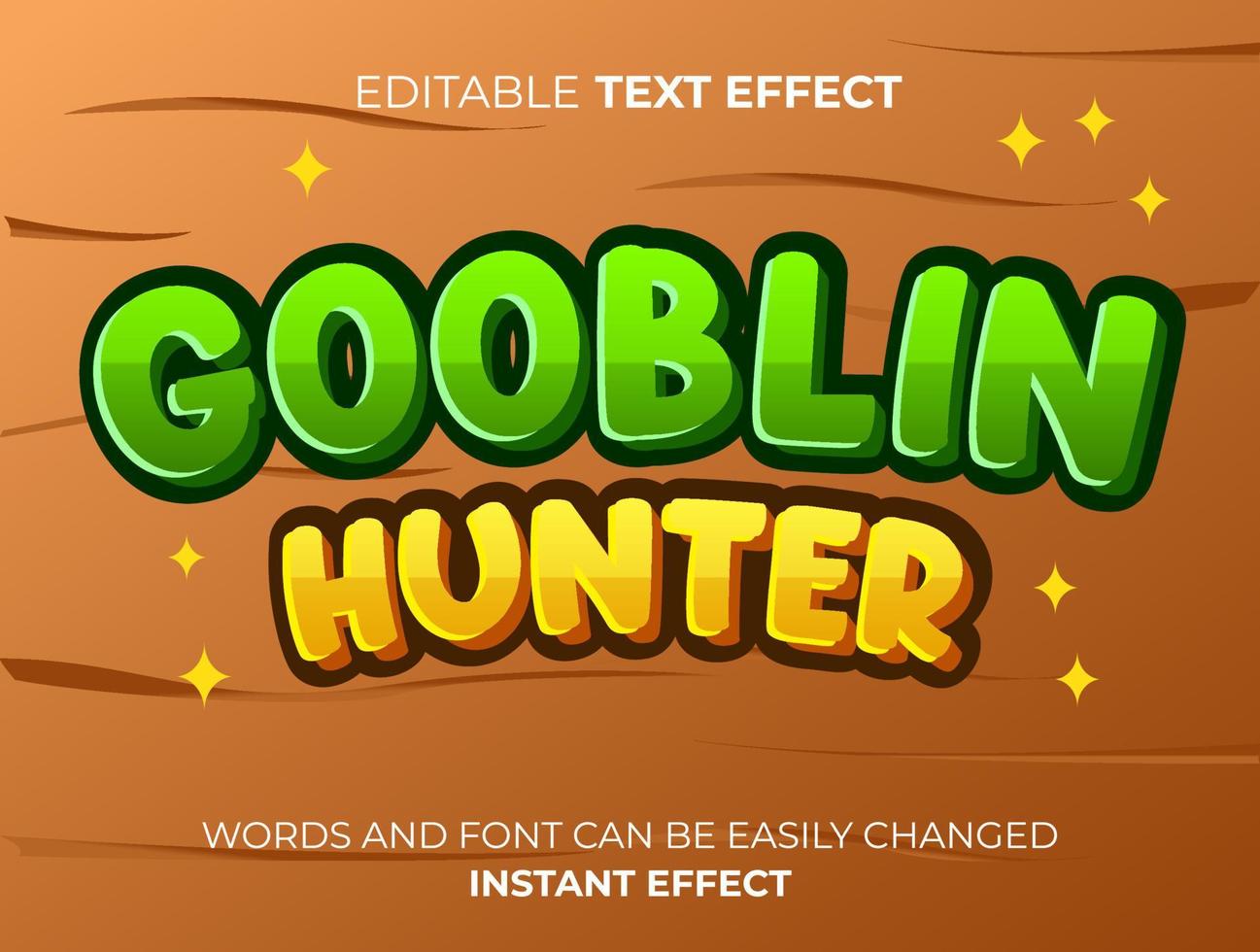 gooblin hunter text effect template vector