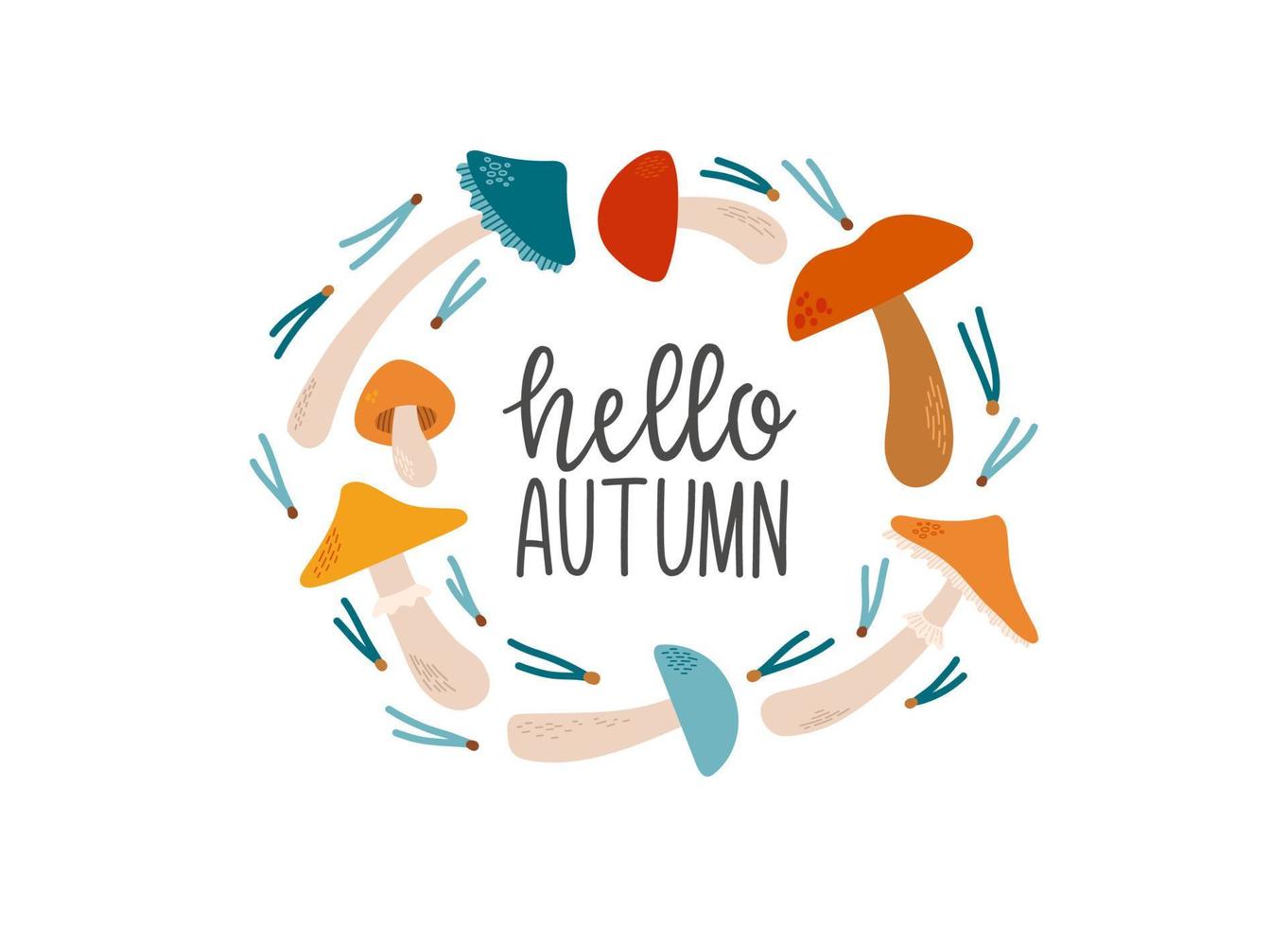 Hello autumn lettering fall season slogan vector illustration