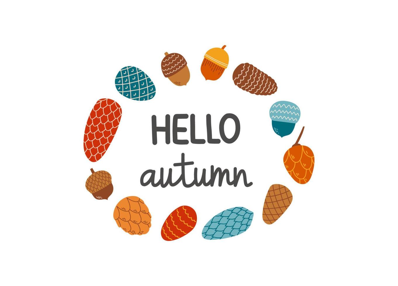 Hello autumn lettering fall season slogan vector illustration