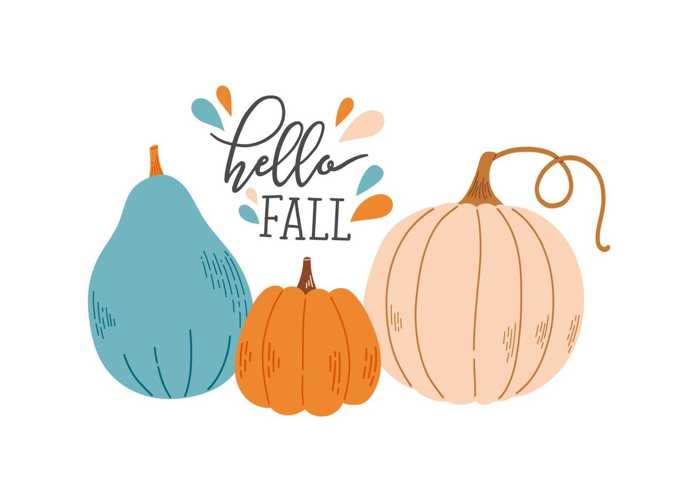 Hello autumn warm fall season pumpkin vector illustration
