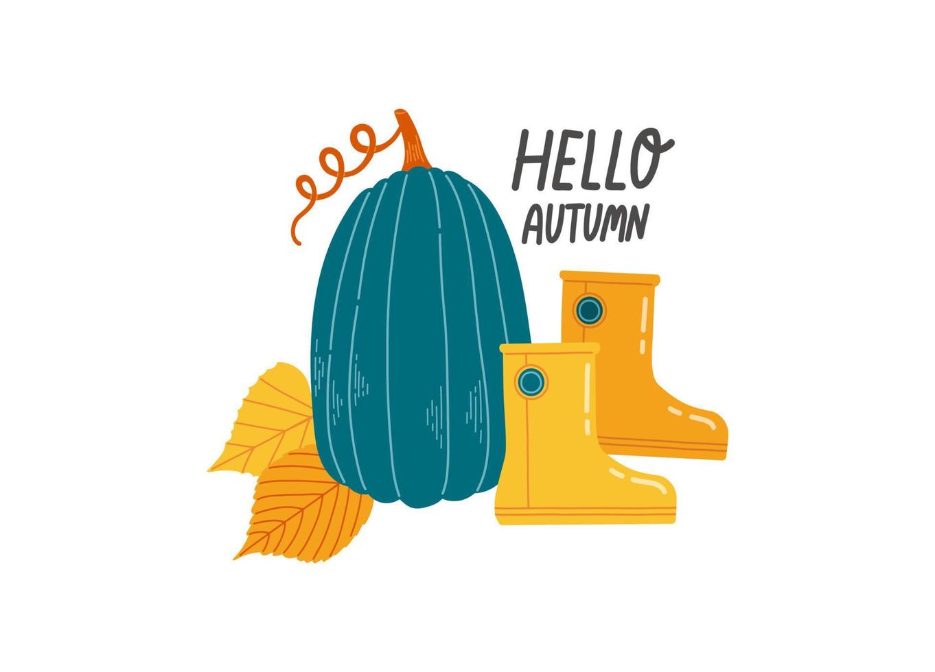 hola otoño cálido temporada de otoño calabaza ilustración vectorial vector