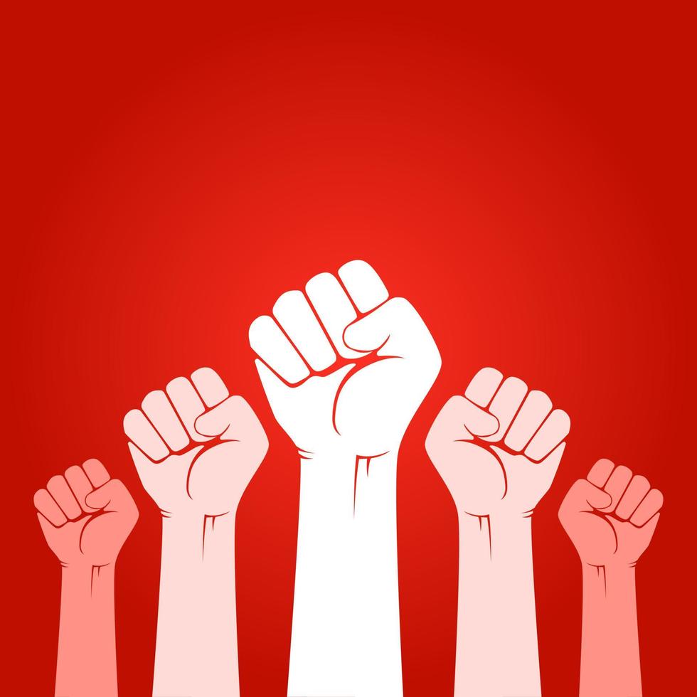 People raise their arms to demand freedom and equality in society. People fight for freedom. Freedom sign and symbol of protest vector