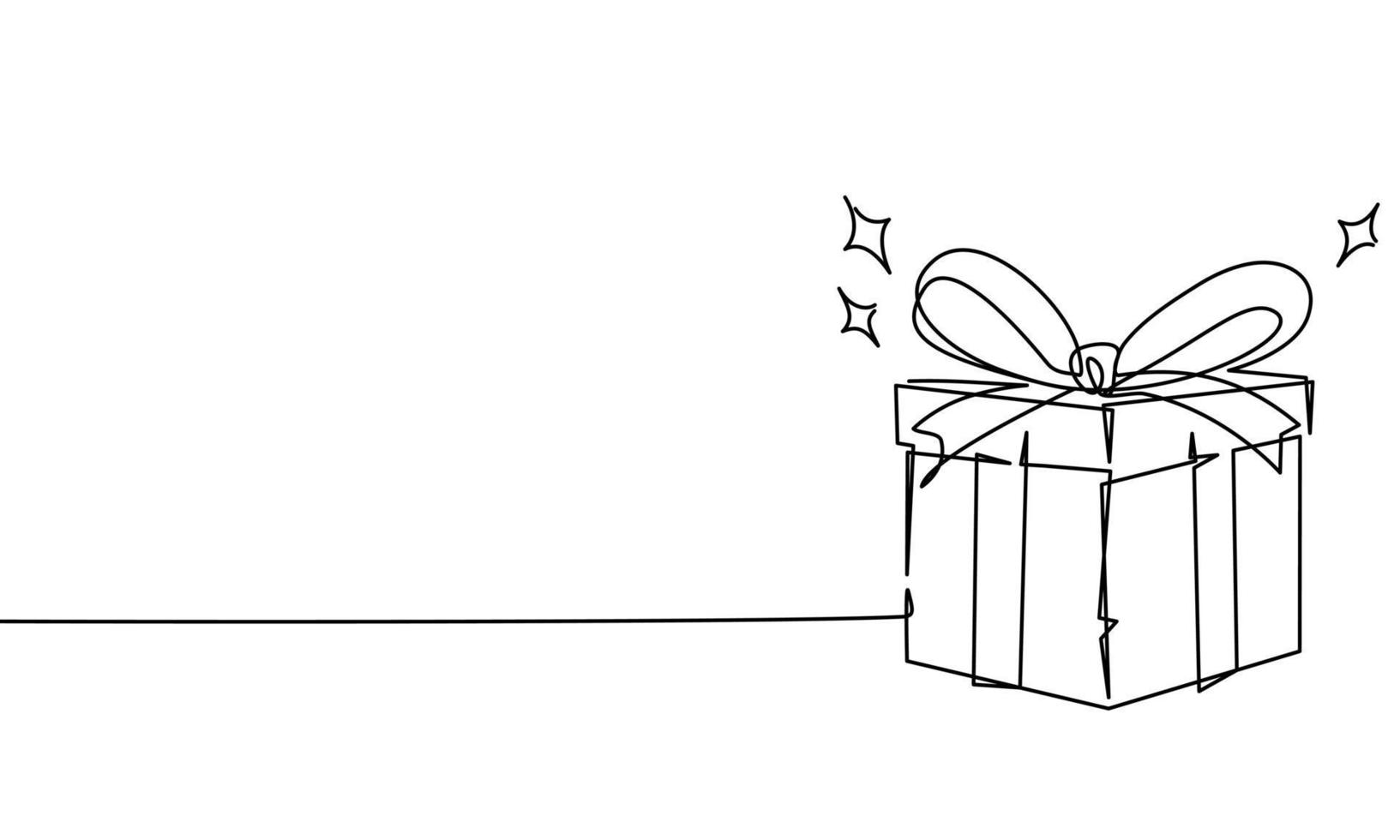 Gift box continuous single line drawing vector