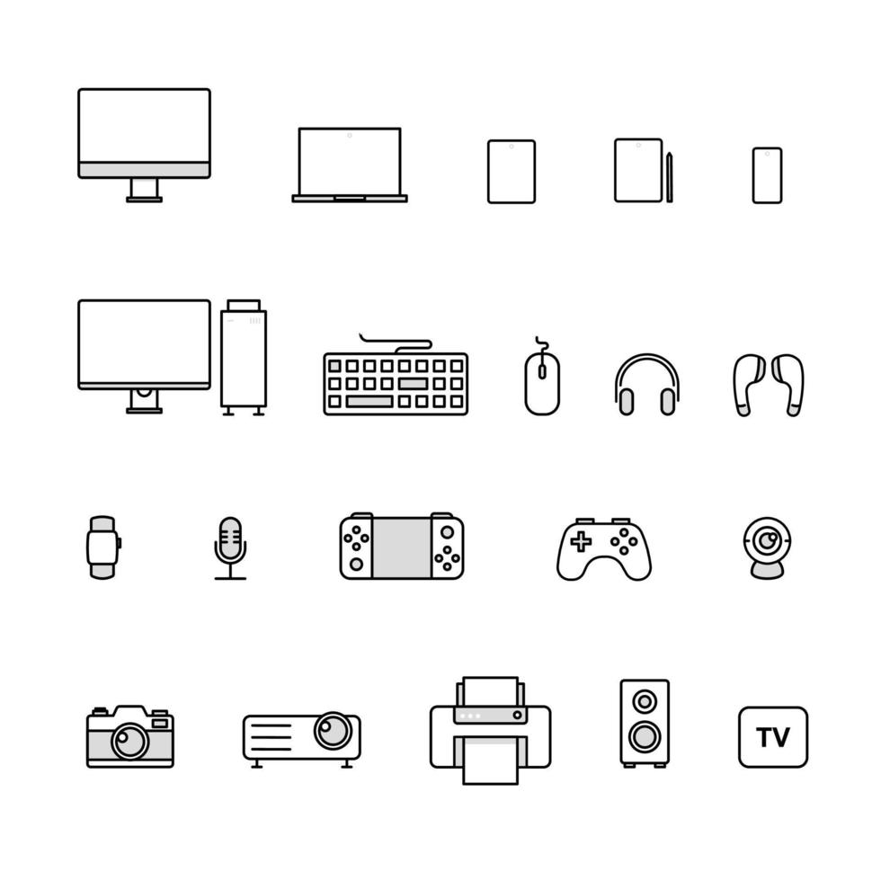 Icon pack of smart devices and gadgets used in daily life vector