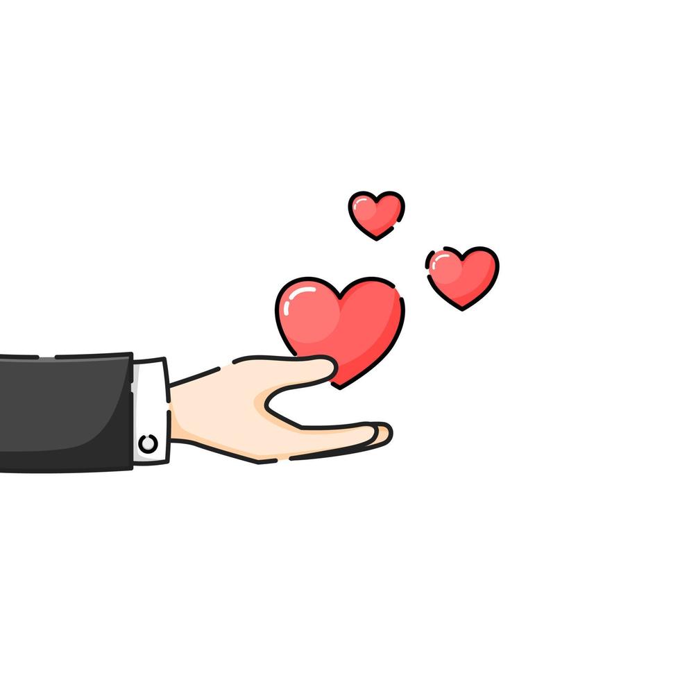 Hand holding a floating hearts vector