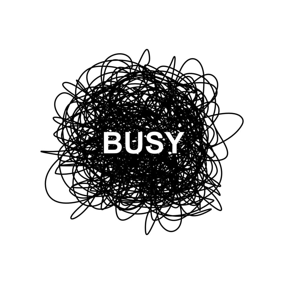 Single continuous line art tangle with text busy vector