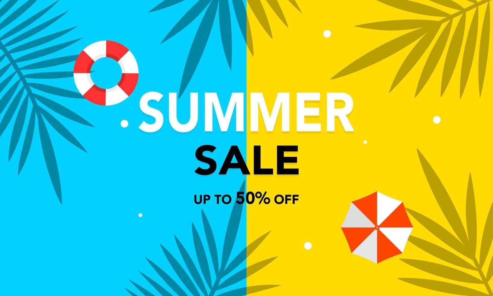 Summer sale poster or banner. Summer sale with discount text and two-tone background vector