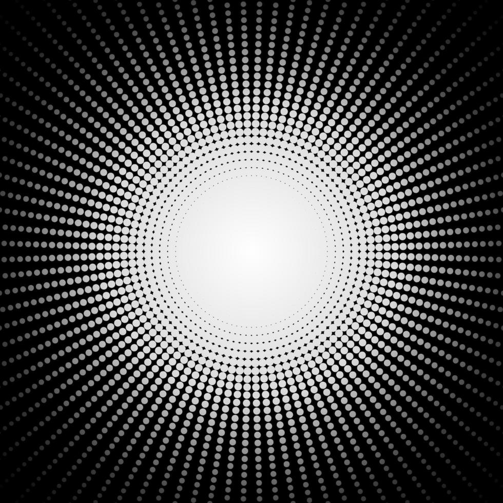 círculo de puntos blancos sobre un fondo negro. luz en la oscuridad vector