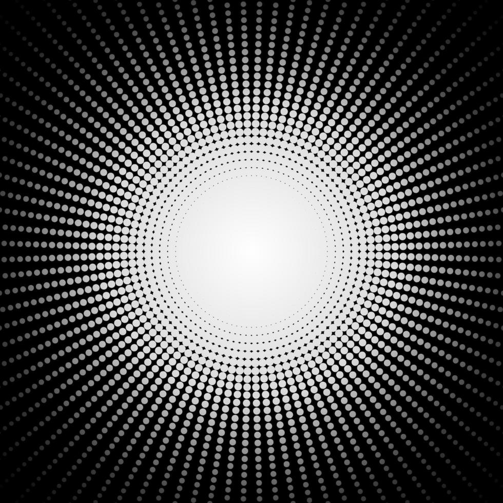 White dotted circle on a black background. light in the dark vector