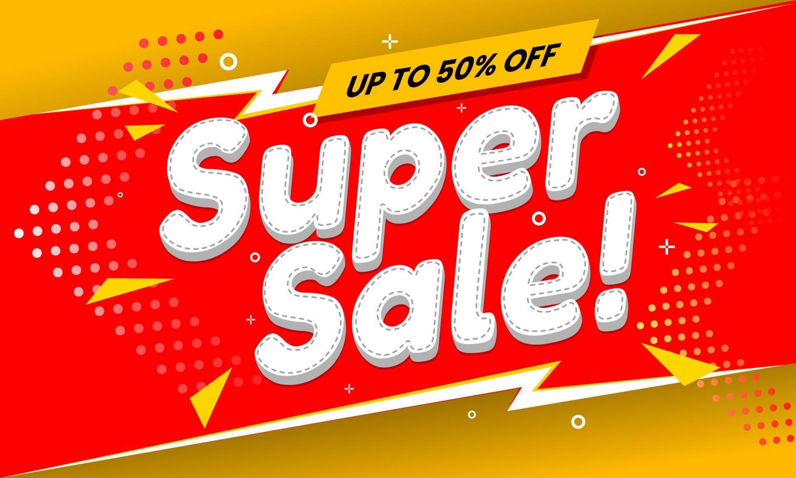 Super Sale banner poster design. text style stitches. text dotted line vector
