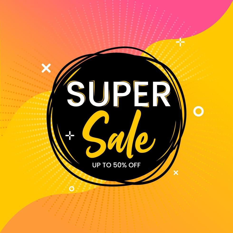 Super Sale banner poster black circle on abstract background vector
