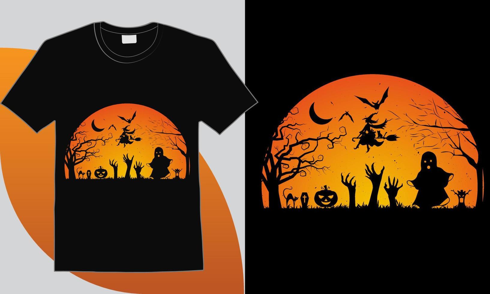 silueta de halloween vintage diseño de camiseta vintage de halloween vector