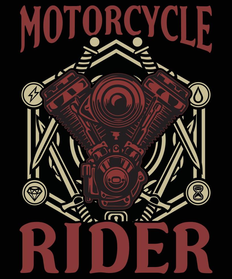 diseño de camiseta de motociclista vector