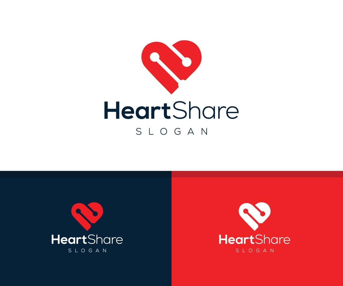 diseño de logotipo de corazón, plantilla de logotipo de compartir de corazón. vector