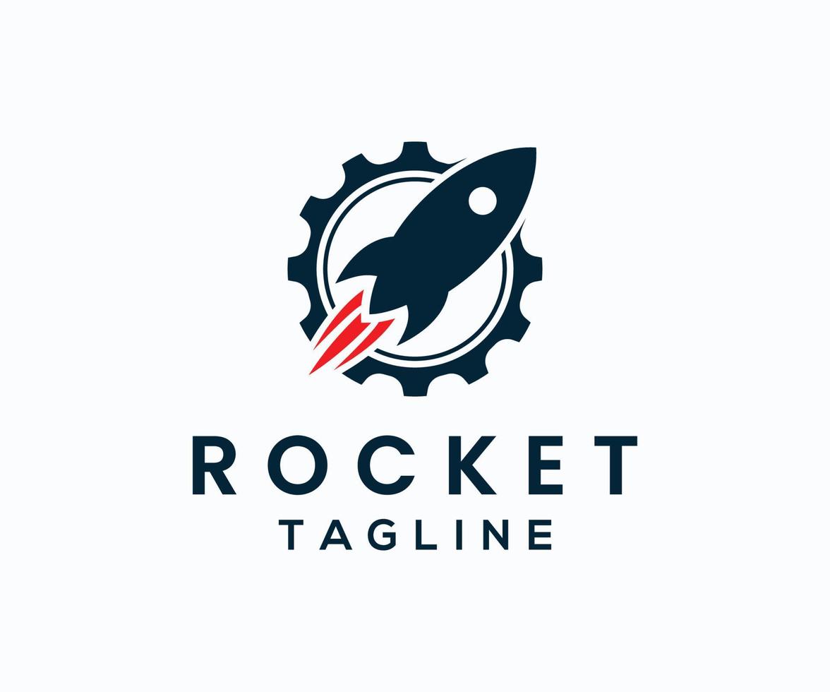 Rocket Logo Design. Rocket With Gear Icon Logo Design vector