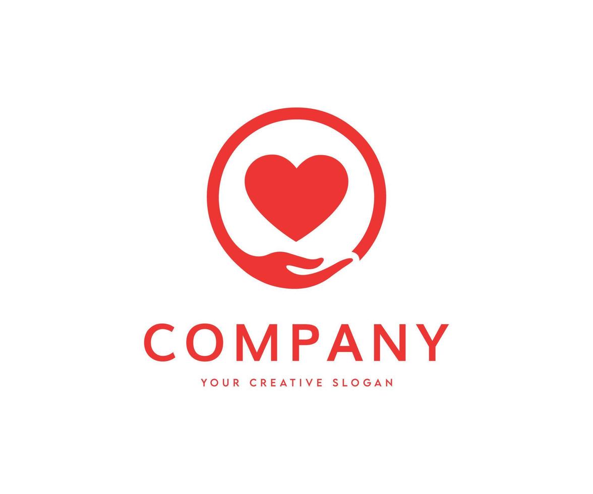 Caring Heart Logo vector. Simple Love Heart Vector Logo.