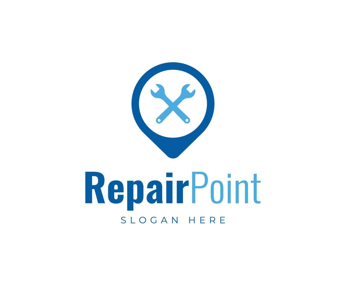 logotipo de reparación, plantilla de diseño de logotipo de vector de punto de reparación