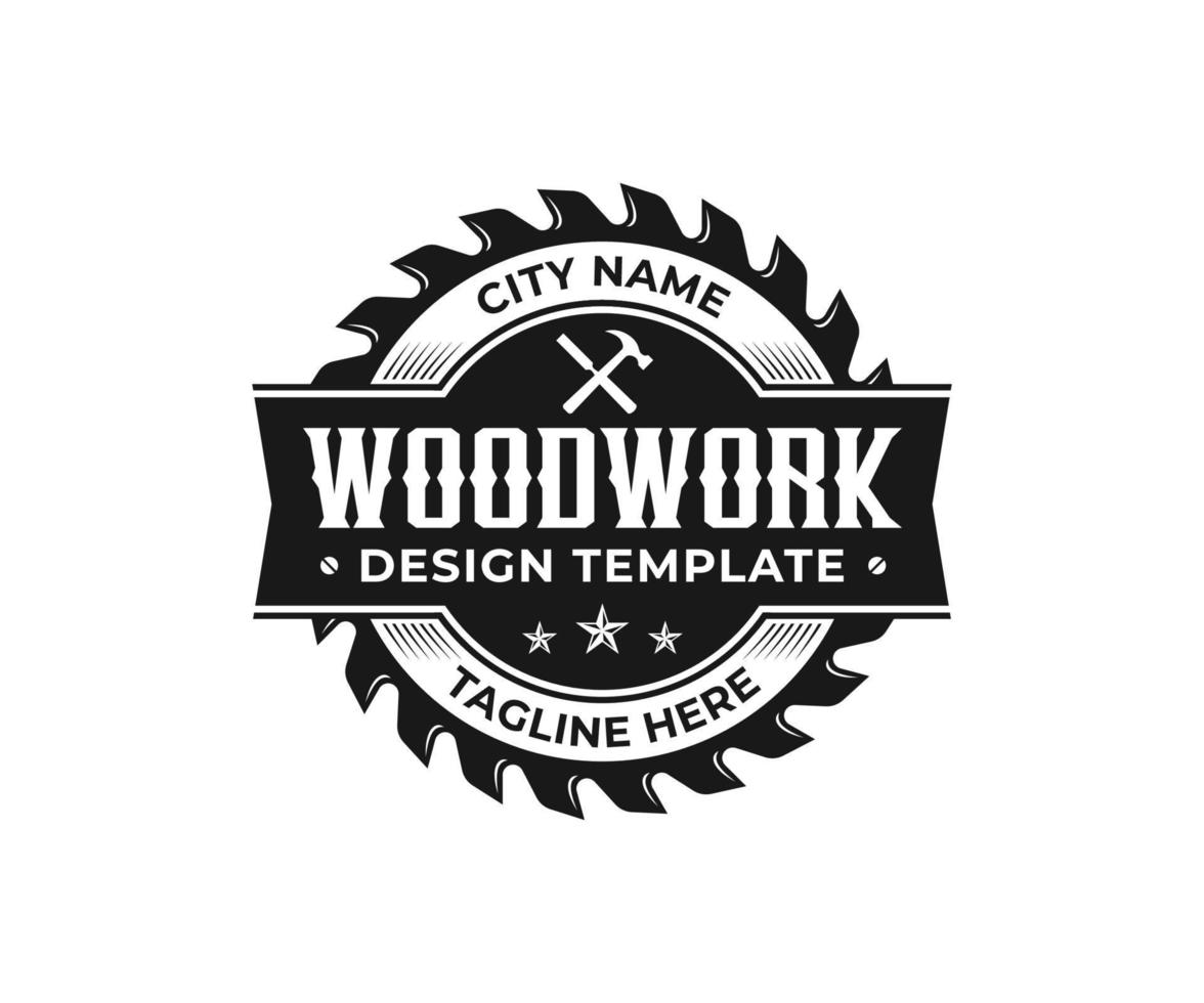 Woodwork and Carpentry Logo Design Template vector