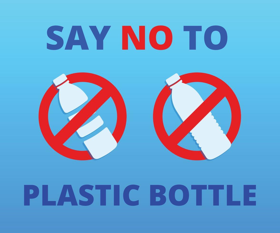 No plastic bottle warning sign. No plastic bottle icon. vector