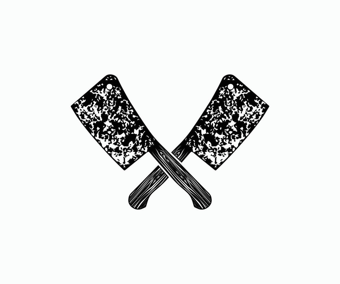 Silhouette vintage Cleaver Icon On A White Background vector