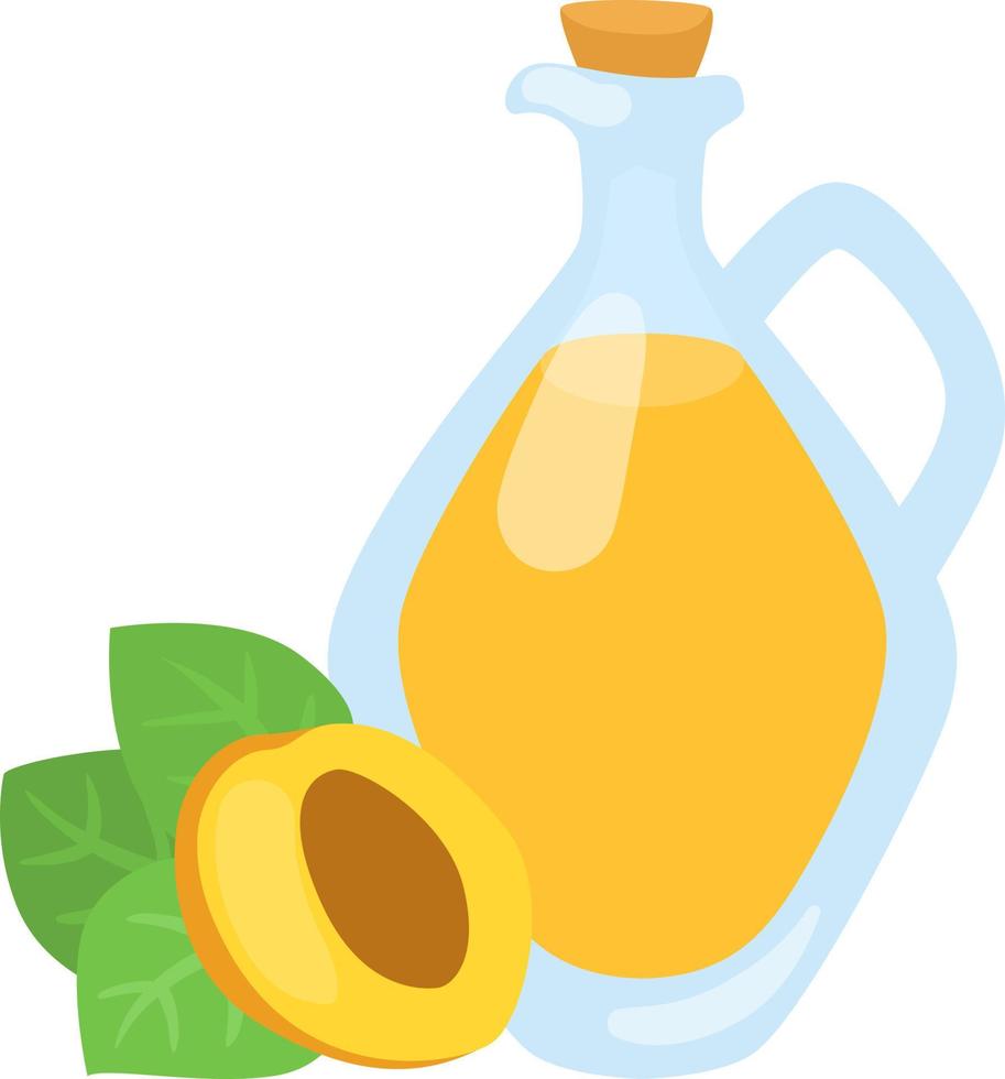 Peach oil in a glass bottle. vector