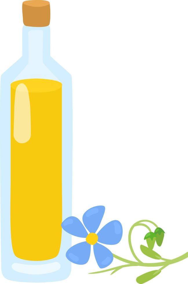 Flower oil in a glass bottle. vector