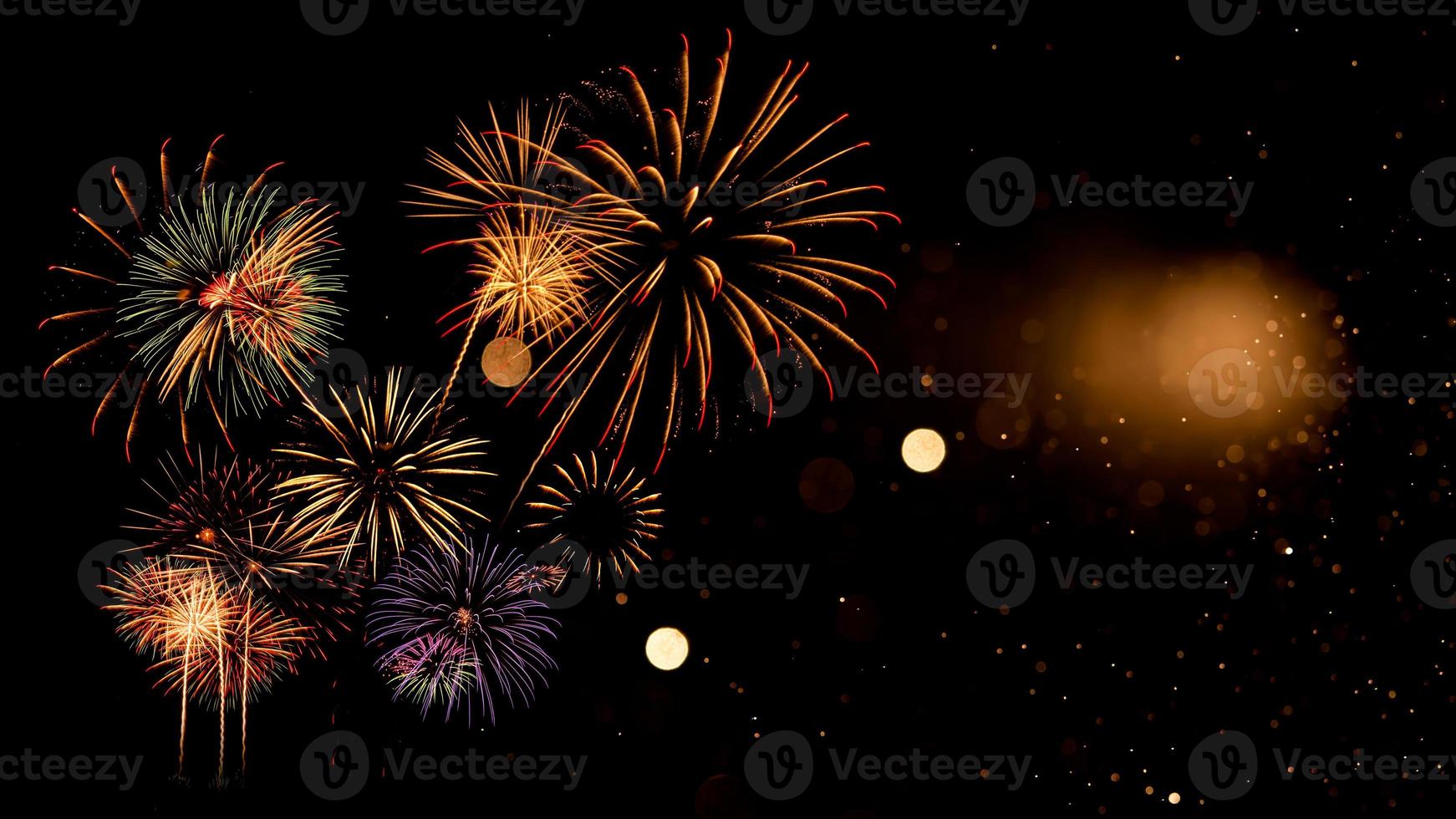 Fireworks with Abstract bokeh background photo