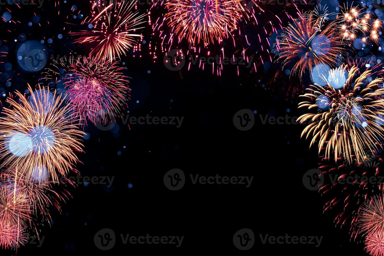 Fireworks with Abstract bokeh background photo