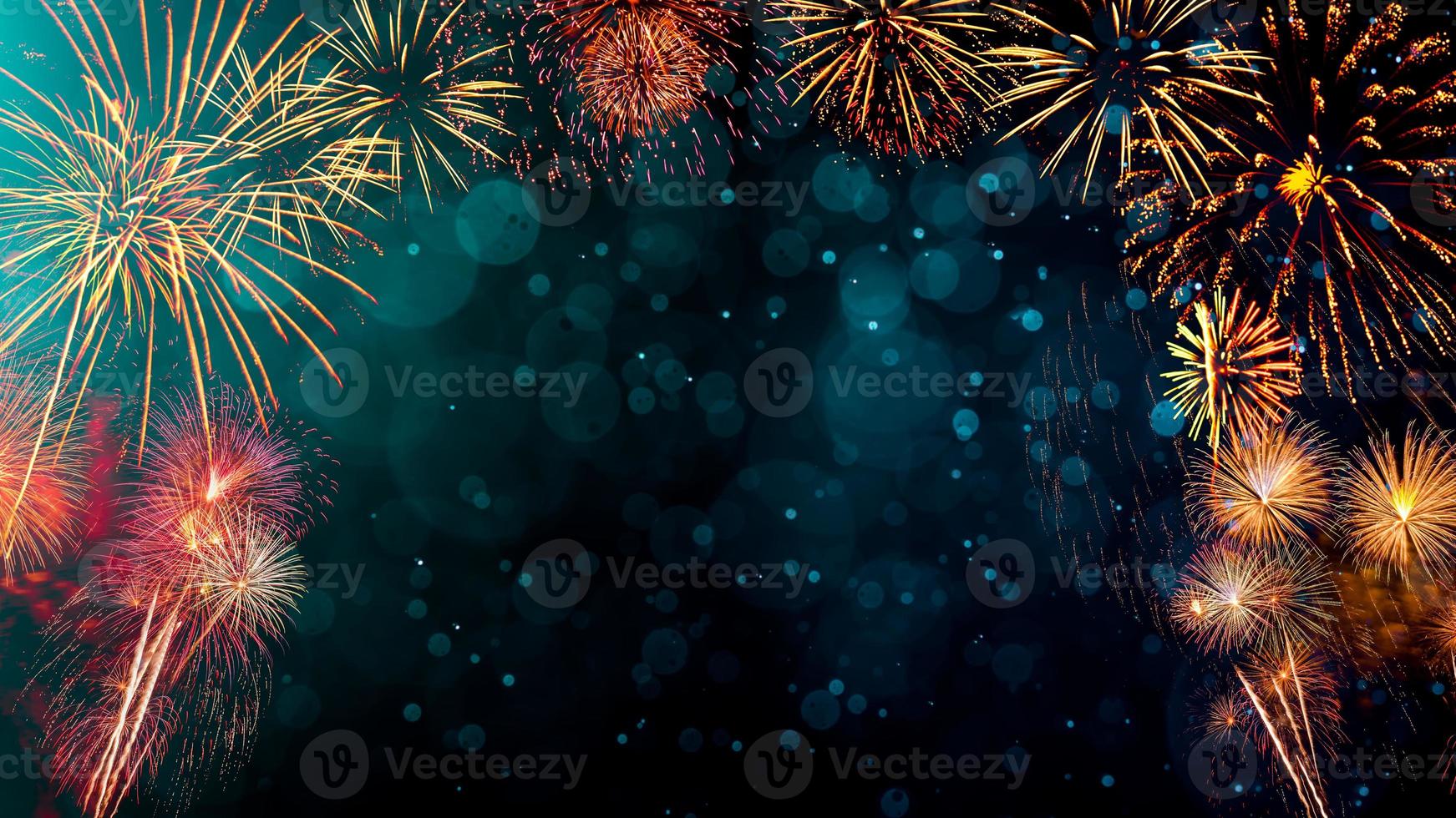 Fireworks with Abstract bokeh background photo