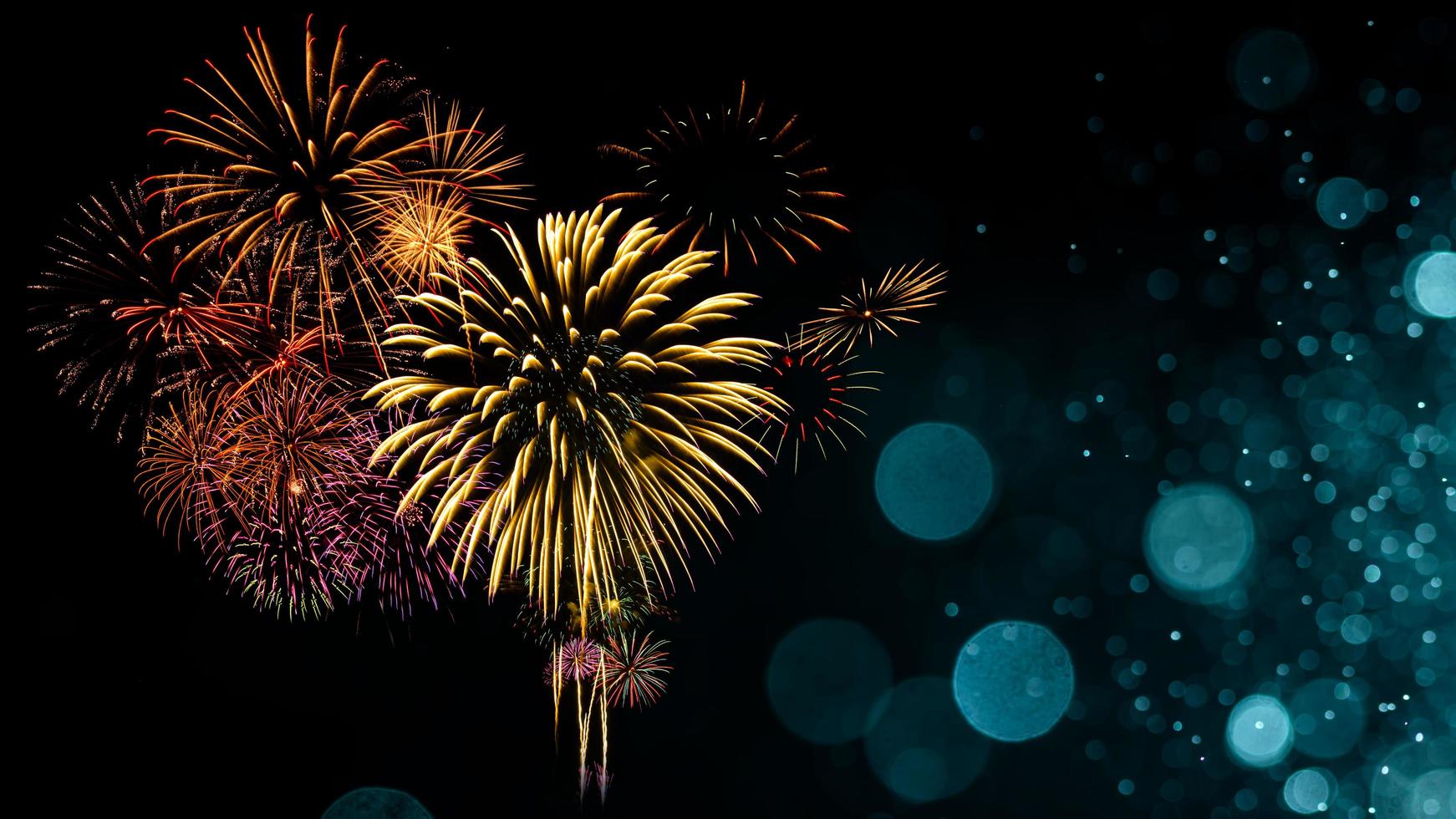 Fireworks with Abstract bokeh background photo