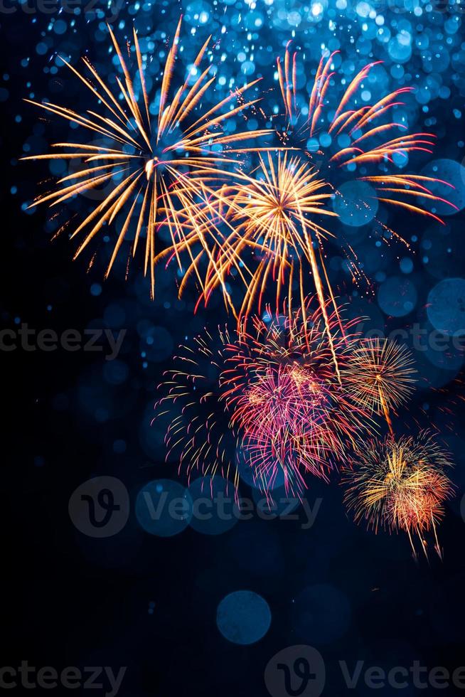 Fireworks with Abstract bokeh background photo