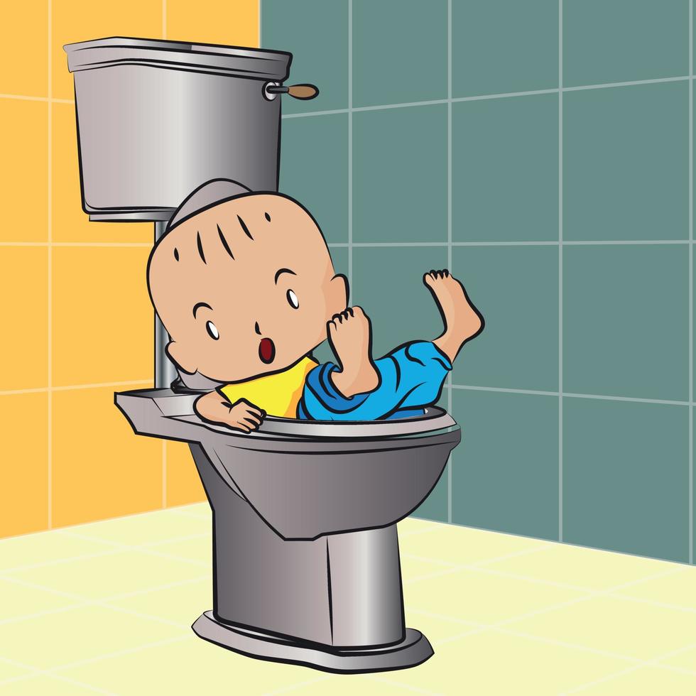 Kid Stuck In The Toilet vector