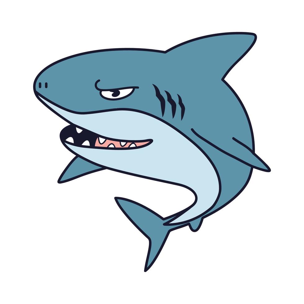 hand drawn shark cartoon vector