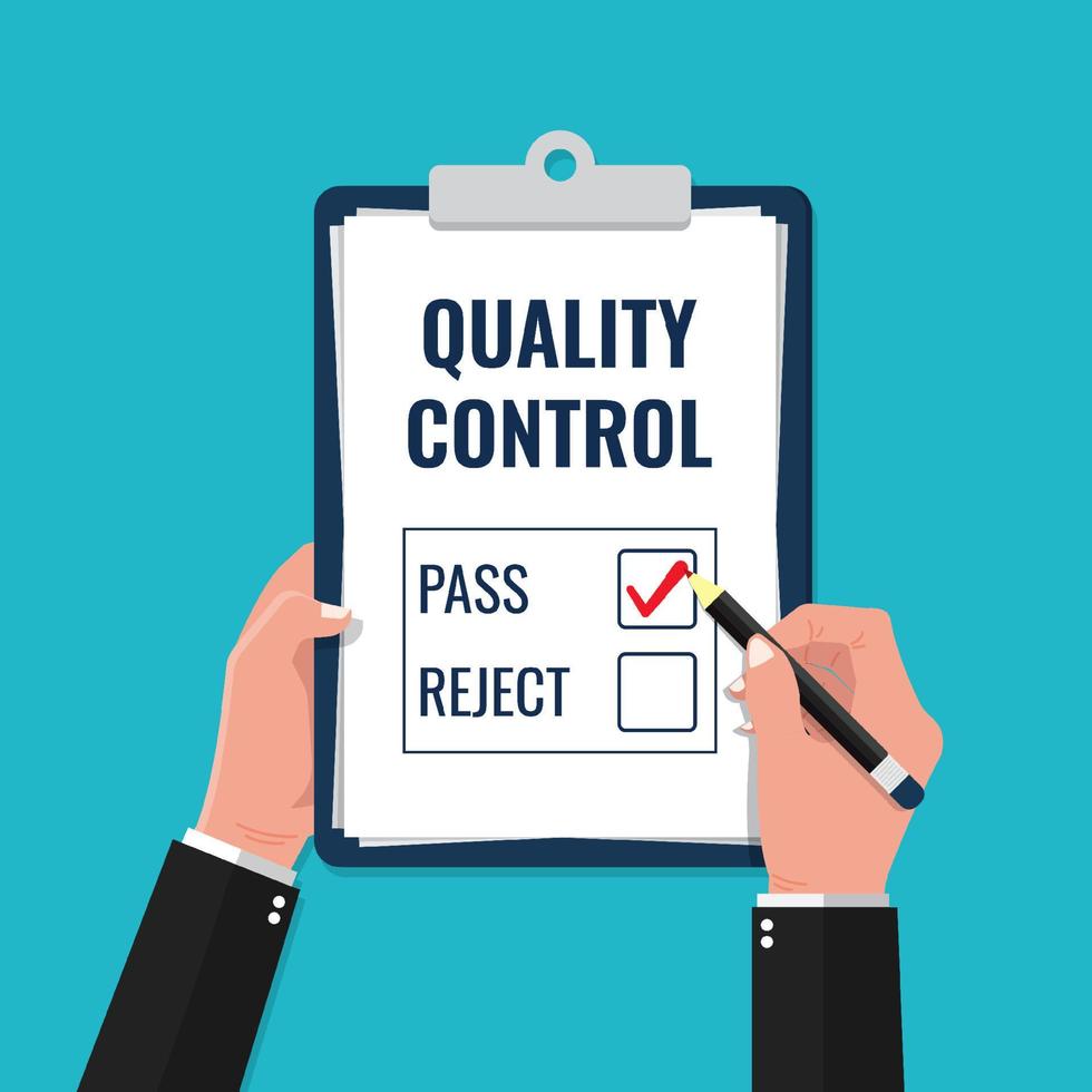 Quality control report form with pass or reject. vector