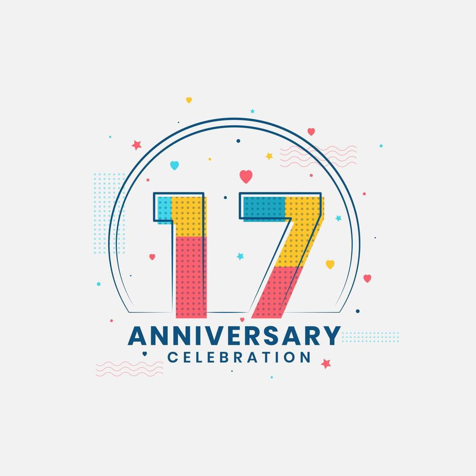 celebración del 17 aniversario, diseño moderno del 17 aniversario vector