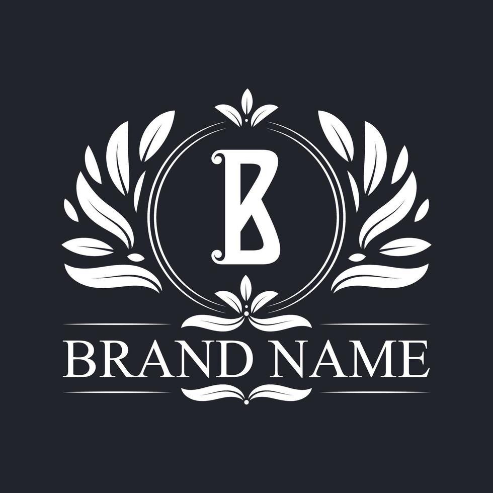 Letter B logo design. Alphabet B luxurious logo, vintage ornamental luxury logo design template. vector