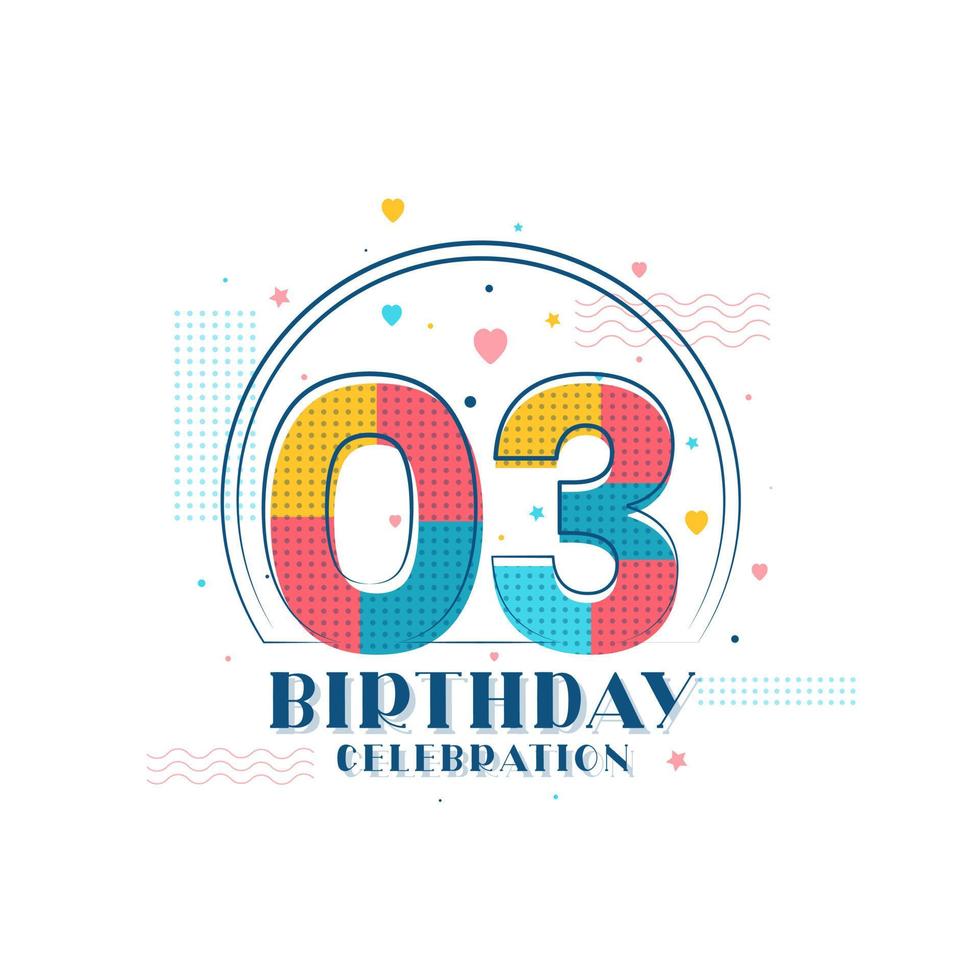 celebración de 3 cumpleaños, diseño moderno de 3er cumpleaños vector